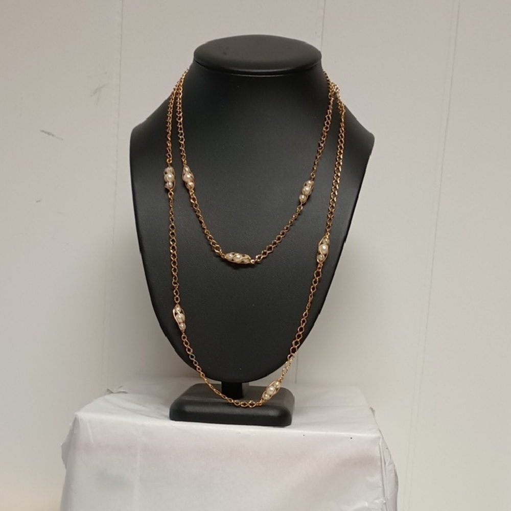Vintage Avon Gold and Pearl Necklace Set - Picture 1 of 3